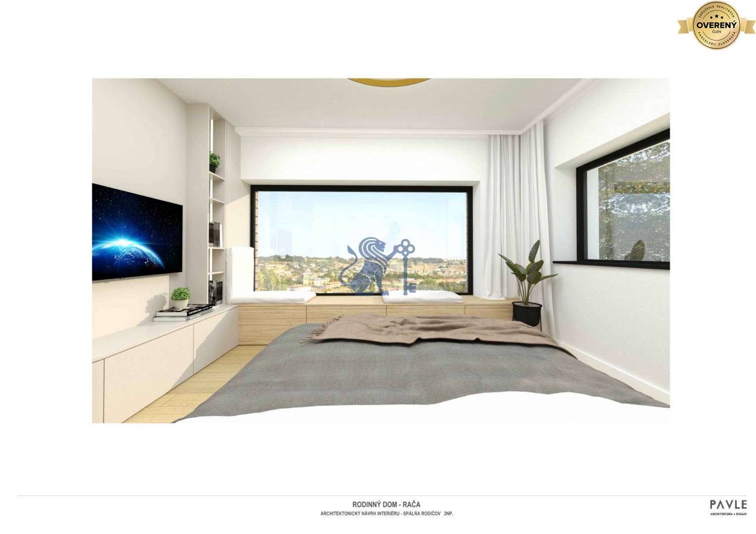Vizualizácia | hlavná spálňa s výhľadom na mesto