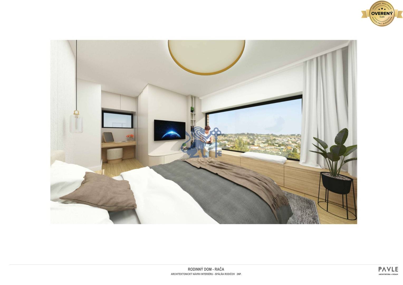 Vizualizácia | hlavná spálňa s výhľadom na mesto