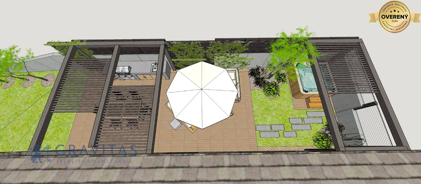 Vizualizácia | pohľad na terasu z 1.p