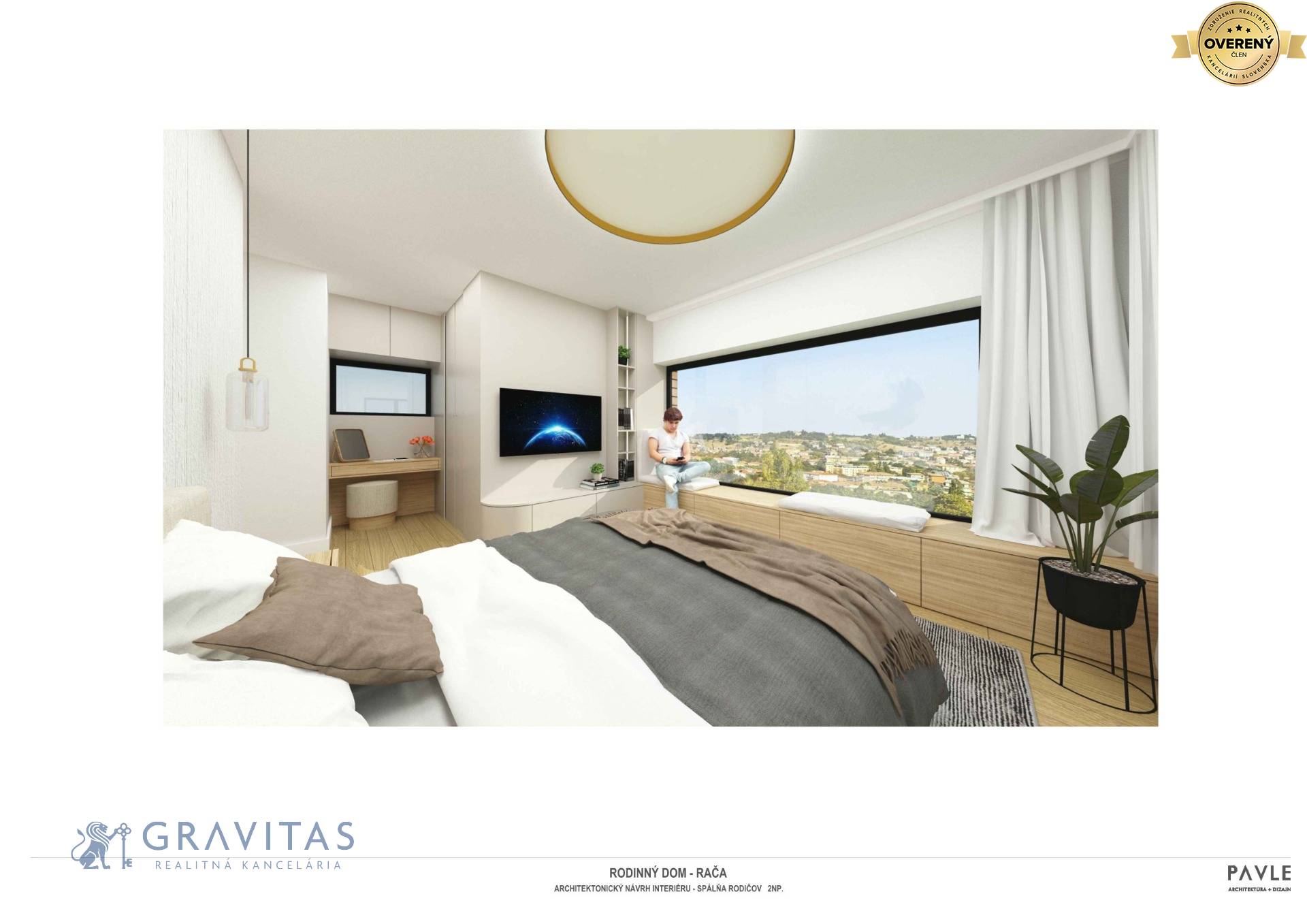 Vizualizácia | hlavná spálňa s výhľadom na mesto