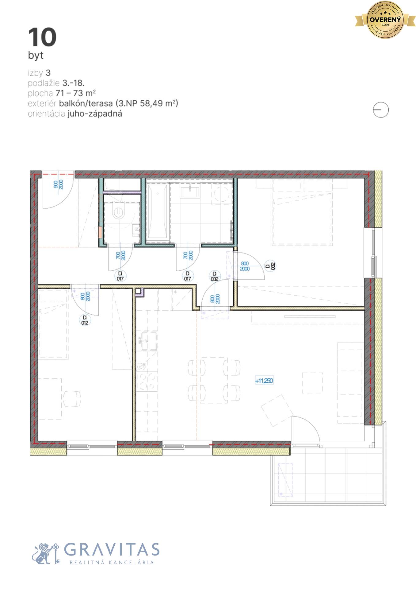 Pôdorys 3i byt, juhozápad, veža B.jpg