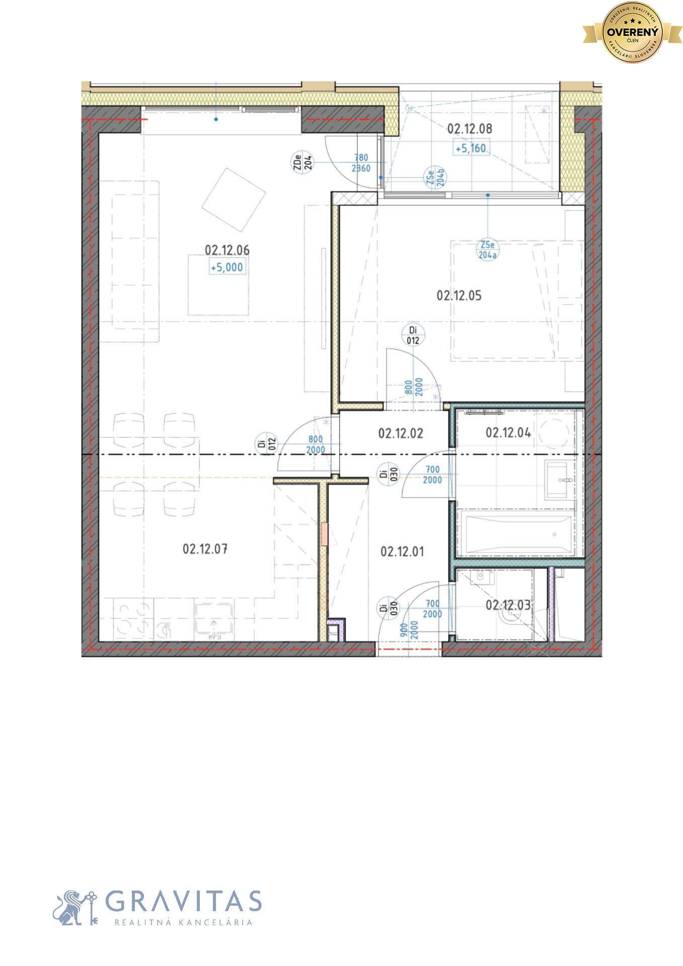 Pôdorys 2i bytu s lodžiou- východ, veža B, 2NP.jpg