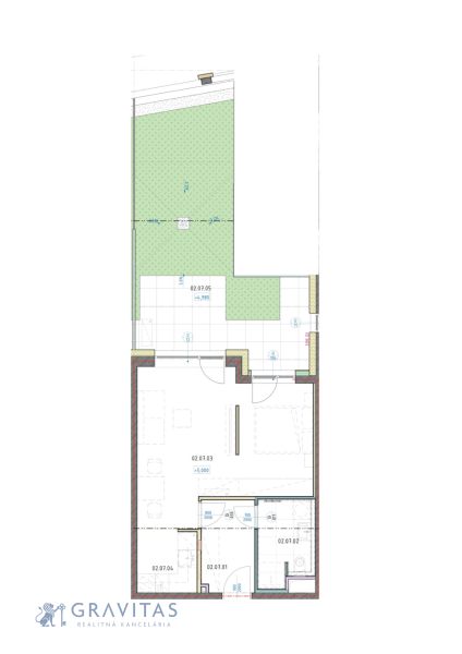 Pôdorys 1i apartmánu s predzáhradkou, východ, veža A, 2NP.jpg